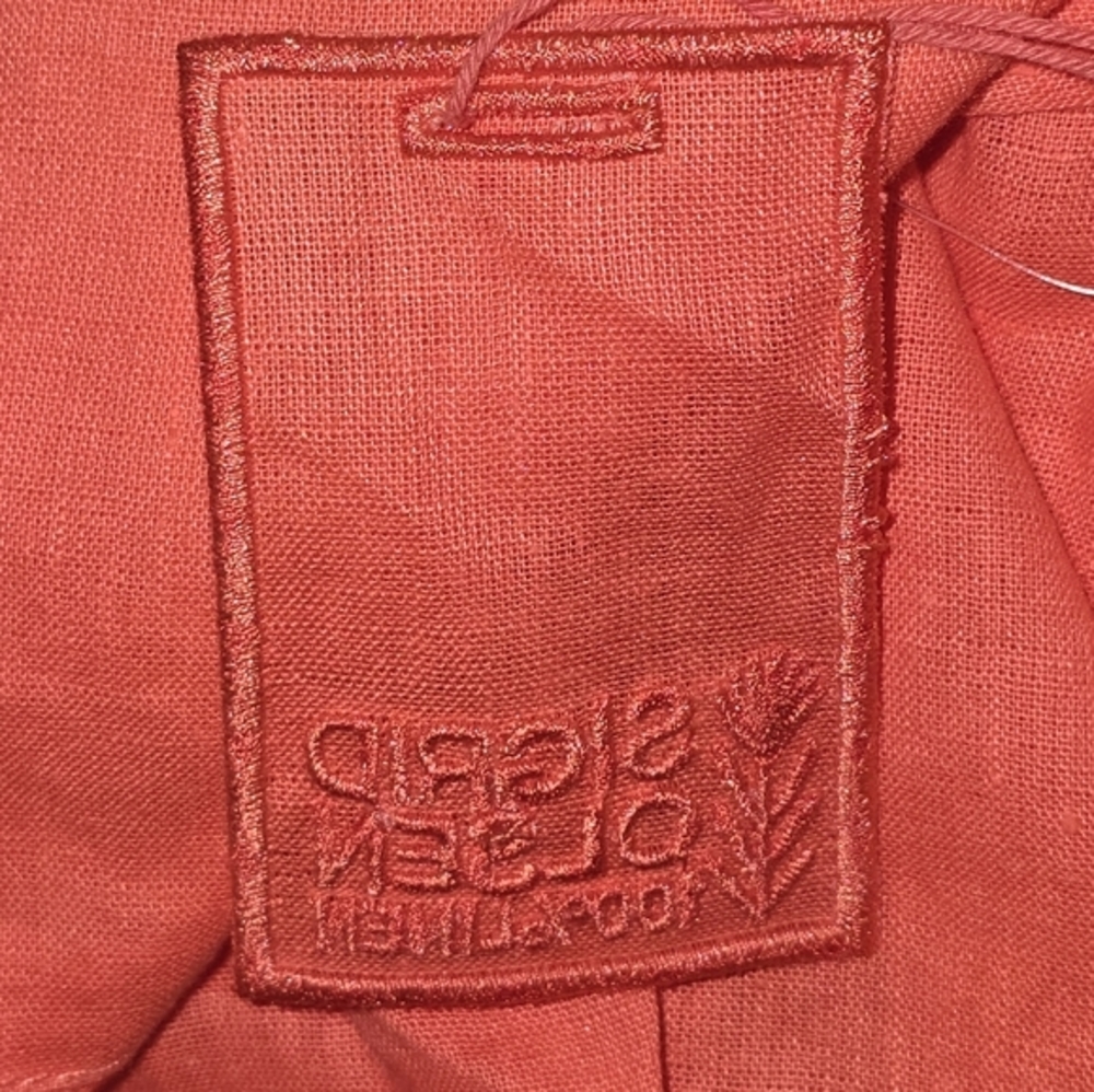 Sigrid Olsen 100% Linen Vibrant Coral Button-Down Shirt Tunic Size Large New - Picture 8 of 9